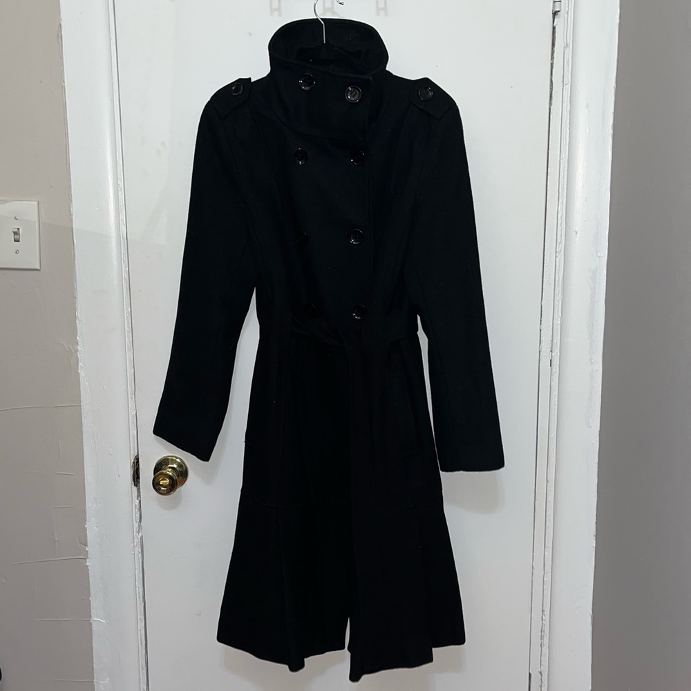 Calvin Klein Pleated Wool Trench Coat